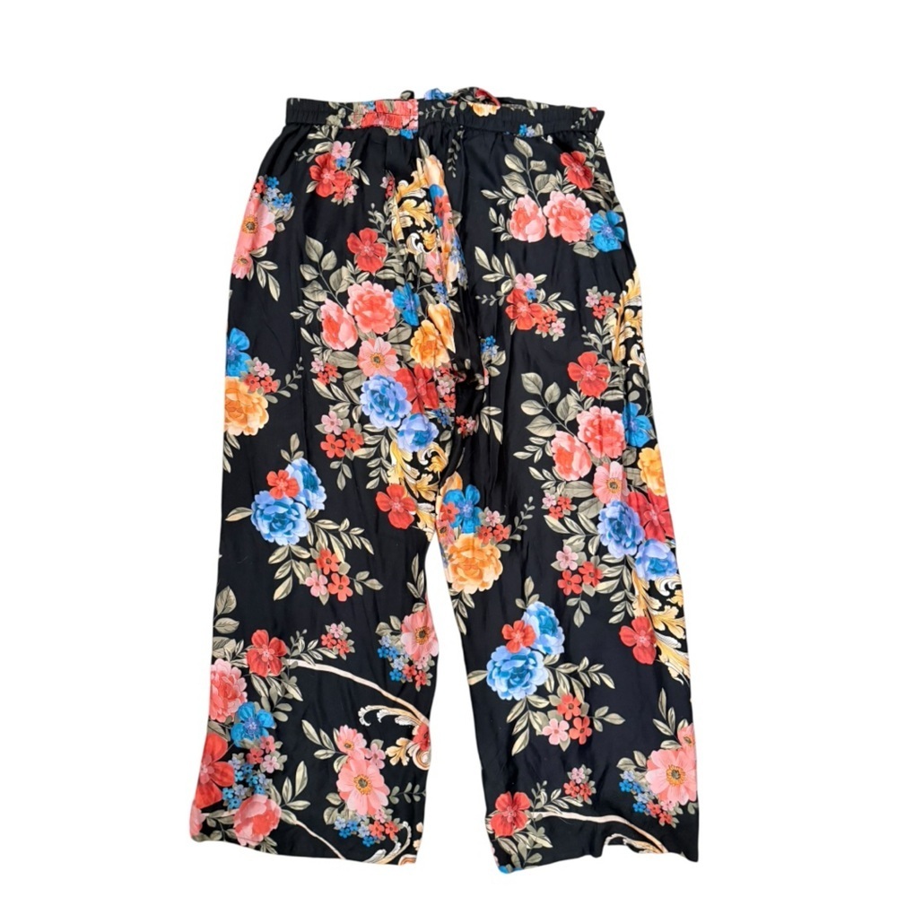 Johnny Was Silk Blend Floral Wide Leg Pants Boho Black Multicolor Size 2X - Picture 4 of 6